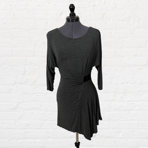 Charcoal Grey Tunic with Faux Leather Accent, White House Black Market, Size XXS